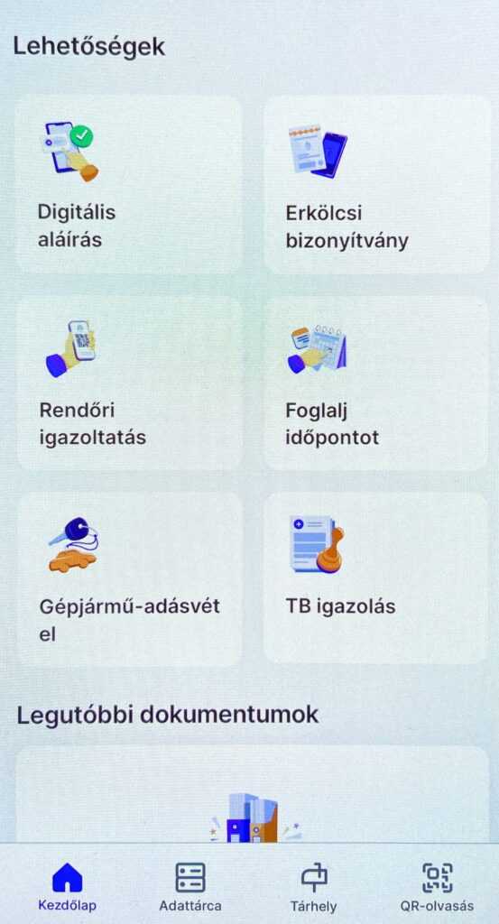 DÁP Főoldal belépés után