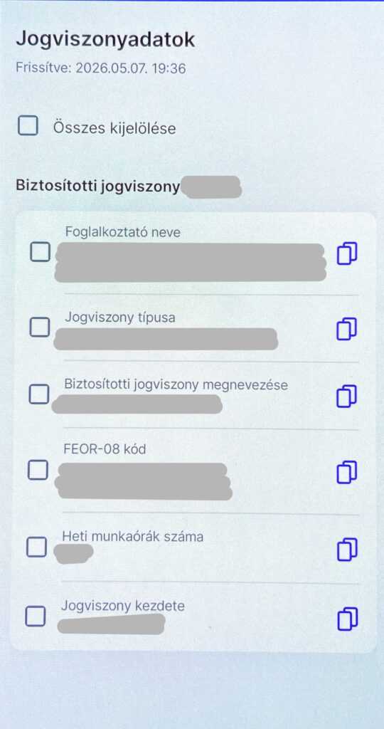 DÁP Jogviszonyadatok